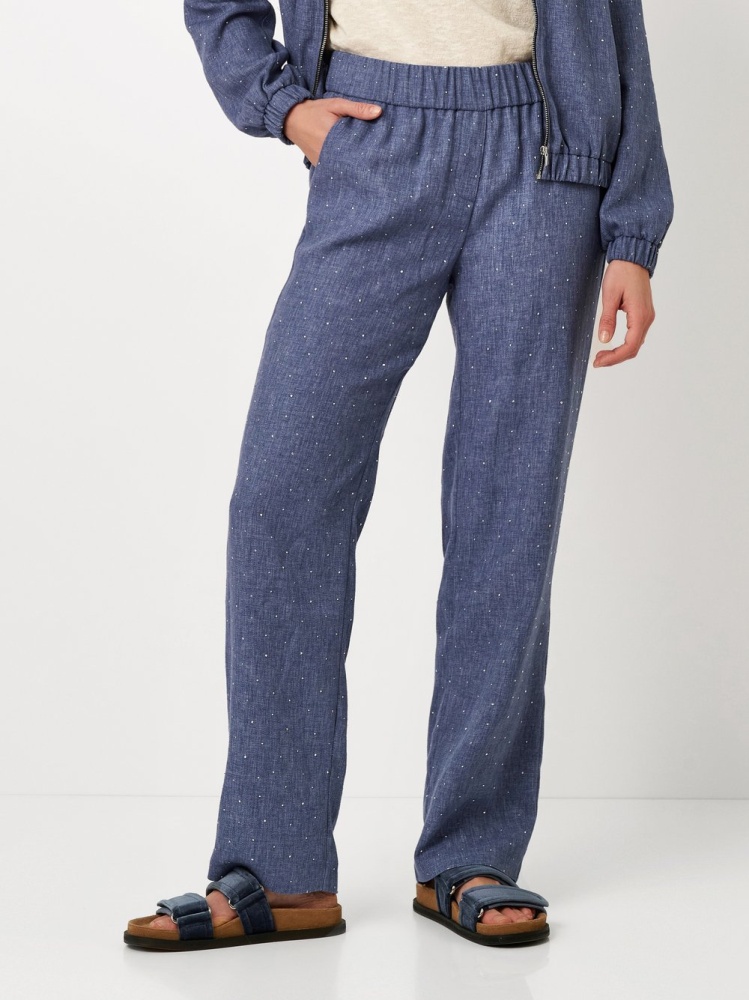 БРЮКИ TONI DRESS прямой свободный силуэт с эластичным поясом и точечным декором